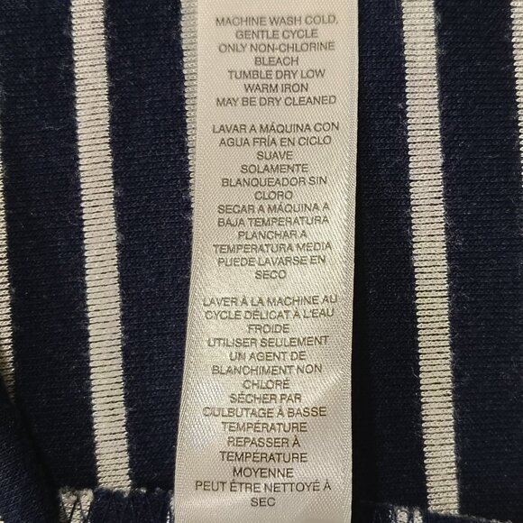 Weekend by Chico's Striped Collar Top Sz 0 (S/M) Cowl Neck Gray Blue Long Sleeve - Picture 15 of 16